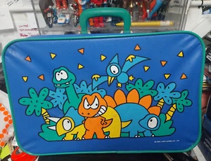 Vintage 1992-1993 Sanrio We Are Dinosaurs Blue Suitcase 11.5" x 18" x 4.5" - Picture 1 of 9