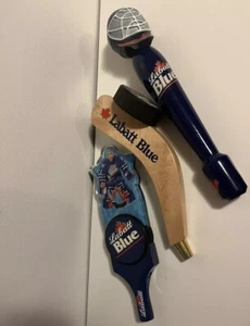 Lot of 3 Labatt Blue 11" Beer Tap Pull Handle Hockey Stick And Puck, Helmet - Picture 1 of 14