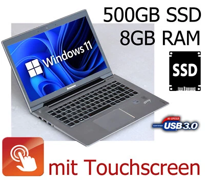 FLACHES NOTEBOOK LENOVO INTEL i5 TOUCHSCREEN 500GB SSD 8GB RAM WLAN WINDOWS 11 - Bild 1 von 4
