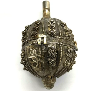 DREIDEL HANDARBEIT SILBER & MESSING JEMENIT BIG DREIDEL MADE IN YEMEN 50er SIGNIERT - Bild 1 von 6