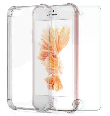 SDTEK Coque Pour iPhone SE (2016-2019) 5 5s Gel Souple + écran Verre Trempé