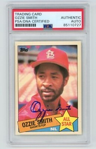 OZZIE SMITH Cardinals Signed 1985 Topps TIFFANY Baseball Card #715 + PSA Auto