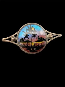 Nachlass Antike Schmetterlingsflügel Kunst Sterling Silber Brosche Anstecknadel Scenic Rio - Bild 1 von 6