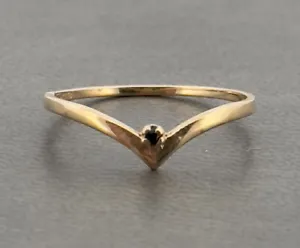 9ct Yellow Gold Sapphire Solitaire Wishbone Ring Size L, L 1/2 Hallmarked - Picture 1 of 7
