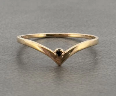 9ct Yellow Gold Sapphire Solitaire Wishbone Ring Size L, L 1/2 Hallmarked - Image 1 of 4