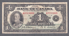 1935 Bank of Canada $1 - Series A - Canada’s First Banknote Series Very Nice