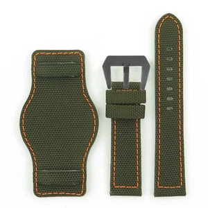 Correa de reloj DASSARI Trooper en verde con punta naranja con hebilla previa en V negro mate - Imagen 1 de 4