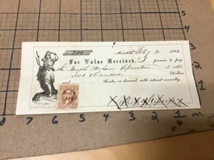 Vintage Original paper w vignette: 1863 promise to pay - MEREDITH Nh w stamp - Picture 1 of 4