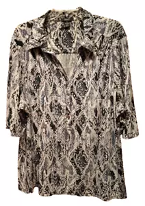 Alfani Damen 3x Stretchy Popover Top Schlangenmuster Ellenbogenärmel Brustumfang 52" - Bild 1 von 4