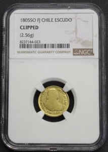 1805 SANTIAGO 1 ESCUDO CHILE NGC CHARLES IV SPANISH GOLD SPAIN COIN COLONIAL - Picture 1 of 4