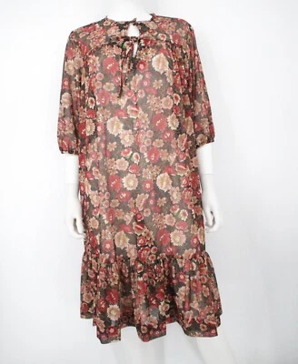 Vintage 80s George Originals California Dress Floral Semi-Sheer Size M Medium - Image 1 of 4
