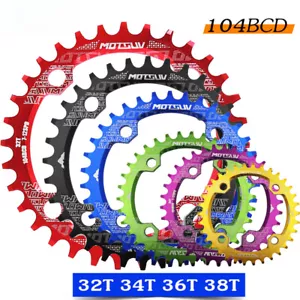 104BCD Round Narrow Wide Chainring 32T 34T 36T 38T MTB Crankset Tooth Plate Part - Picture 1 of 48