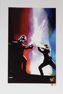 Signierte Josh Barton Star Wars 12x18 Lithographie Luke vs Vader #2 von 250 - Bild 1 von 1