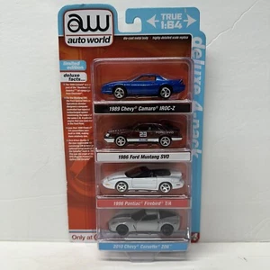 Auto World Target Exclusive 4 Pack Mobil Mustang SVO Camaro Firebird & Corvette - Picture 1 of 2