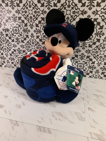 Disney MLB Boston Redsocks Mickey Mouse Plush Character and Throw Set Cover
