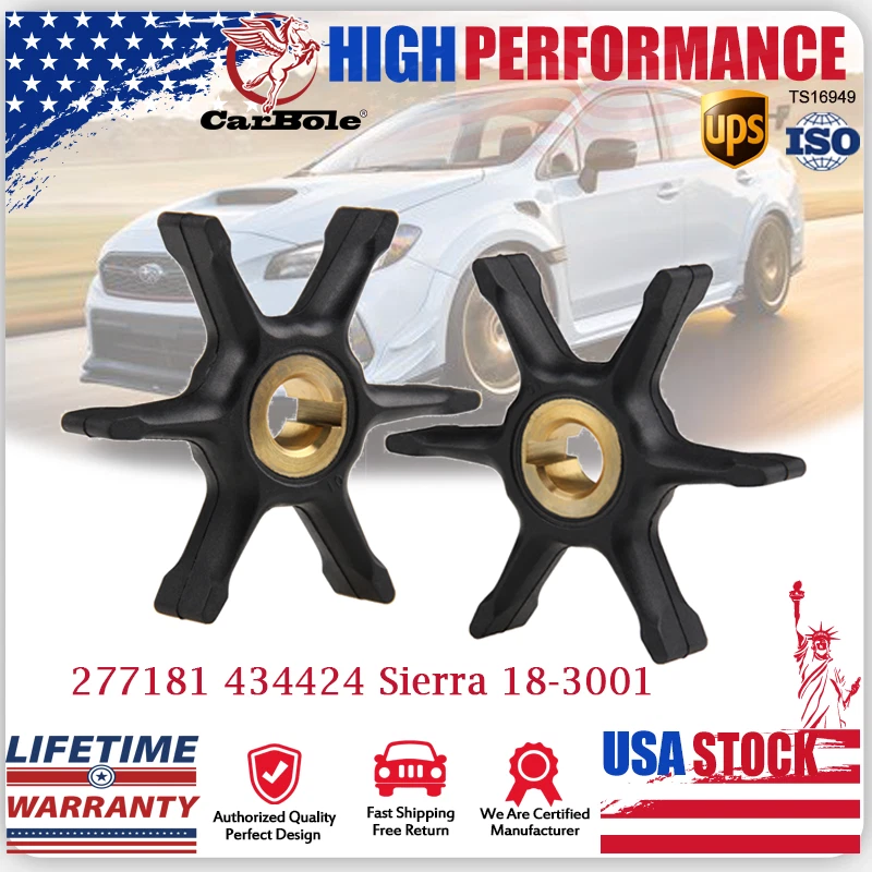 2x Reemplazo de impulsor de bomba de agua para Johnson Evinrude 277181 434424 Sierra 18-3001 Foto 1 de 4