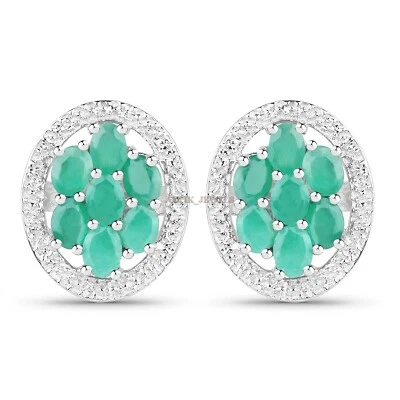 Gemma Di Onice Verde Naturale Con Gemelli In Argento Sterling 925 #2143 - Immagine 1 di 3