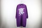 Vtg 90s Streetwear Womens OS Faded Unicorn Night Sleeping Gown Sweatshirt USA