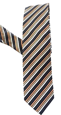 Corbata Alexander Julian para hombre, gris oscuro, oro rosa, blanco, rayas doradas 60x3,5 Foto 1 de 4