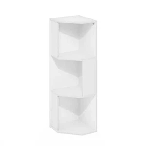 3-Tier Freestanding Corner Shelf Bookcase, Bookshelf, White - Picture 1 of 6