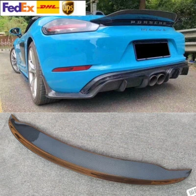 For Porsche 718 Boxster Cayman Coupe 13-16 Carbon Fiber Rear Trunk Spoiler Wing - Image 1 of 4