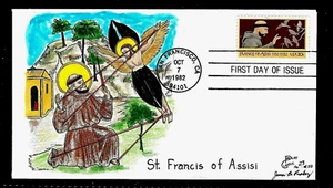 2023 20c Stamp (1982) SAINT FRANCIS OF ASSISI HD/HP FDC BY JAMES B. PASLAY !! - Picture 1 of 1