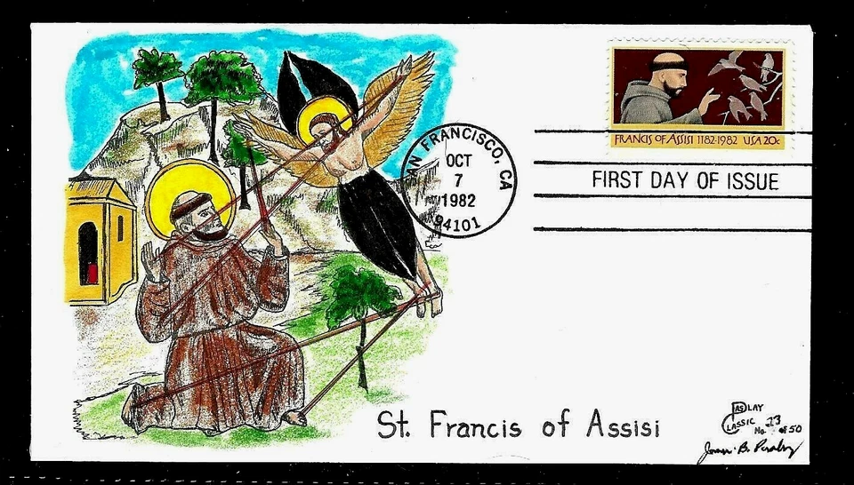 2023 20c Stamp (1982) SAINT FRANCIS OF ASSISI HD/HP FDC BY JAMES B. PASLAY !! - Image 1 of 1
