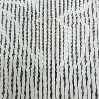 Screenprinted Striped Cotton Fabric Vintage 1/2 yards Black & White Pinstripes - Image 1 of 3