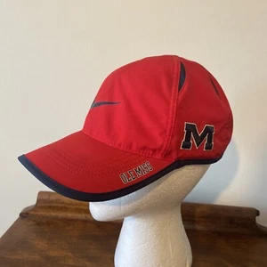 Ole Miss Nike Featherlite Dri-Fit Running Hat Red & Blue Adjustable - Picture 1 of 8