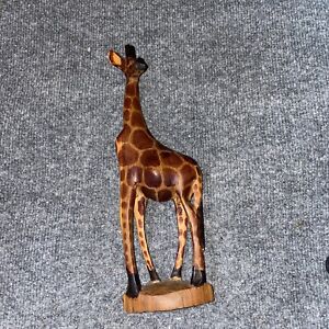 carve wooden giraffe 12 inches high