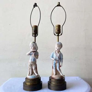Vintage Boy and Girl Figurine Table Lamps - Picture 1 of 6
