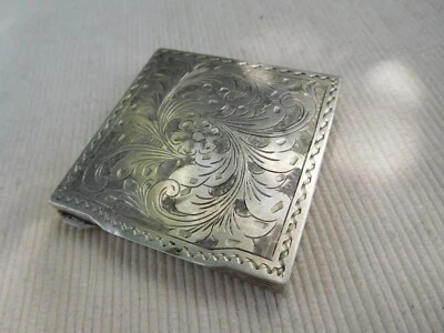 POUDRIER ANCIEN VINTAGE ARGENT MASSIF49.60 GRS FLORAL FLEUR ART NOUVEAU NBC20 - Photo 1/4