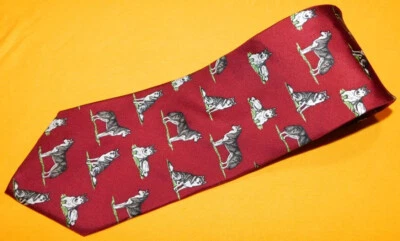 ALYNN ШЕИ КРАСНЫЙ/БЕЛЫЙ/СЕРЫЙ "СИБИРСКИЙ ХАСКИ" МОТИВ ГАЛСТУК - ГАЛСТУКИ - ДИЗАЙНЕРСКИЕ ГАЛСТУКИ. - Изображение 1 из 3