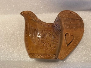 Yugoslavian Hand Carved Wooden Shepherd Folk Art Cup 4.5" X 5.75" Pre-Owned a2 - Picture 1 of 11