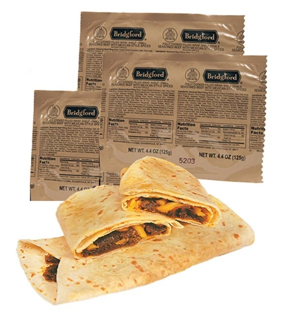 Taco de carne mexicano MRE supervivencia desierto Bridgford comidas listas para comer - paquete de 3 TACO Foto 1 de 1