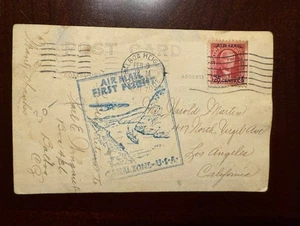 Feb 9 1929 Canal Zone C3 on Plane Real Photo Card with First Flight Cachet/Blue - Picture 1 of 2