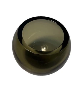 MCM Bruckmann’s Bola de Fiesta de Vidrio Gris Ahumado, Bandeja de Cenizas, Plato de Baratija ~ Cristal - Imagen 1 de 8