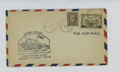 Обложка авиапочты Bissett Manitoba Canada 2/15/1933 первый официальный рейс - Изображение 1 из 2