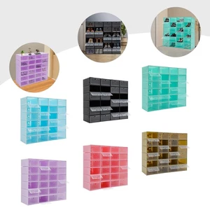 Avocado Green/Black/Pink/ Blue/Purple/Emerald Green 24 Pack Shoe Storage Boxes - Picture 1 of 94