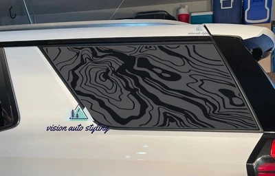 Se adapta a GMC Yukon 2021-2025 cuarto ventana mapa topográfico calcomanía pegatina negra Foto 1 de 4