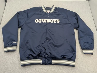 Chaqueta Mitchell & Ness Retro Dallas Cowboys Para Hombres 2XL Satén Snap NFL Azul Foto 1 de 4