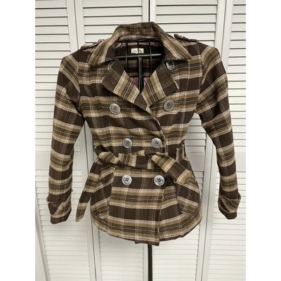 Maurices plaid double breasted jacket brown purple - Image 1 of 4