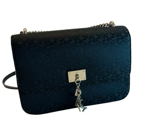 DKNY Damen Cleo MD Medium schwarz Schultertasche Kettenriemen Monogramm Logo - Bild 1 von 12