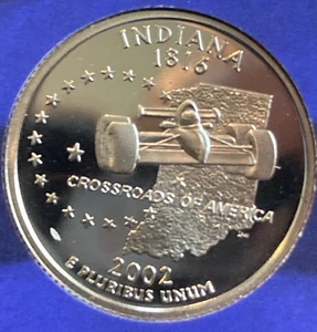 2002 S Proof Indiana State Quarter - From Proof Set Free Shipping - Picture 1 of 2