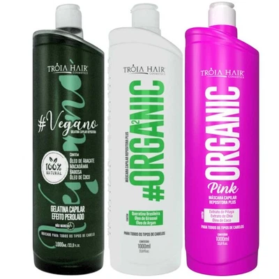 Kit de alisado de cabello - Alineación de cabello natural orgánico, vegano y rosa Troia Hair Foto 1 de 4