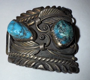 Cinturino orologio Navajo David K Lister argento sterling blu turchese 1/2 - Foto 1 di 7