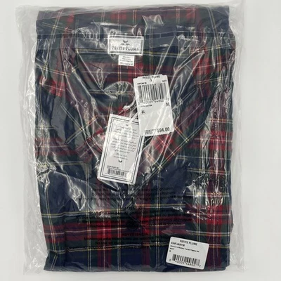 Petite Plume Women's Medium Windsor Tartan Flannel Pajama Set Navy msrp $94 - Image 1 of 4