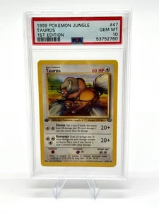 1999 Pokemon Jungle 1st Edition - Tauros #27 - PSA 10 Gem Mint - Picture 1 of 2