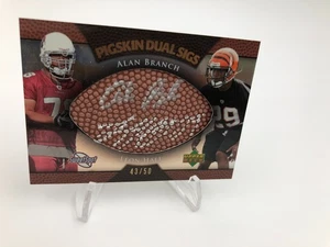 LEON HALL + ALAN BRANCH AUTO RARE/50 Card 2007 Upper Deck PIGSKIN DUAL MICHIGAN - Picture 1 of 8