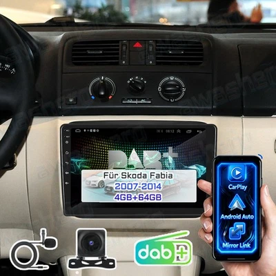 4+64GB CarPlay 10" Android 15 Autoradio Für Skoda Fabia 5J 2007-14 GPS Navi DAB+ - Bild 1 von 4